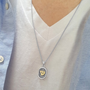 Plata y oro Jerusalén Nano Biblia Hombre Colgante