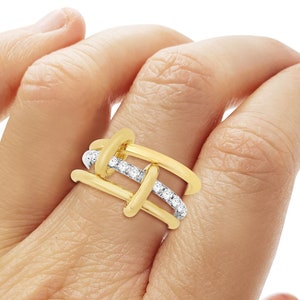 Two Tone Gold Diamond Eternity Stackable Ring