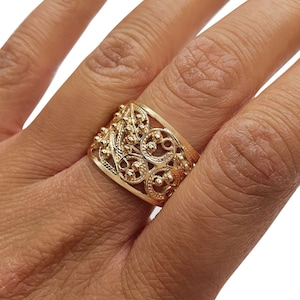 14K Yellow Gold Handmade Filigree Ring