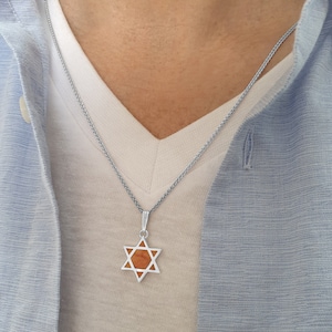 Jerusalem Stone Star of David Man Pendant