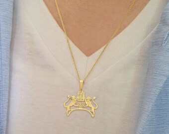 TEAMER Jewish Torah Scroll Ten Commandments Pendant Necklace – 60cm Chain – Gold/Steel