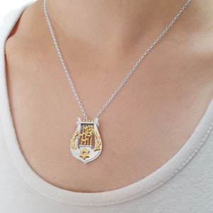 Silver and Gold Harp of David Pendant