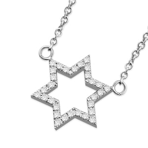14K Solid Gold Diamant Jüdischer Davidstern Anhänger, Israelisches Symbol Magen David Halskette