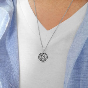 Small Sterling Silver Jerusalem Lion of Judah Hebrew Necklace