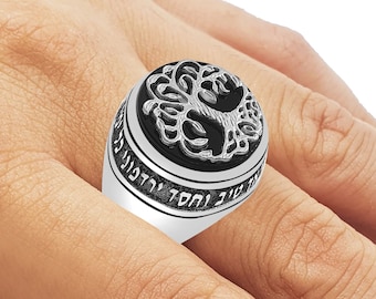 Anillo de la Cábala judía del Árbol de la Vida en plata de ley 925