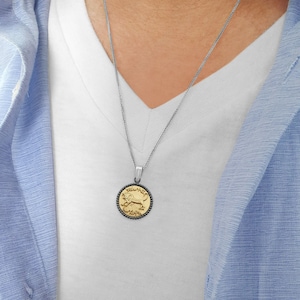14K Gold & Sterling Silver Lion of Megiddo Hebrew Necklace