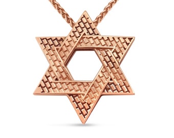 14K Rose Gold Star of David Pendant for Men