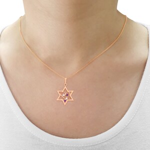 14K Rose Gold Filigree Jewish Star of David Necklace