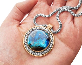 One of a Kind Round Large Eilat Stone Necklace