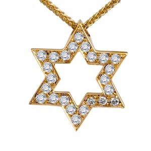 Diamant besetzter 18K Gold Davidstern Anhänger