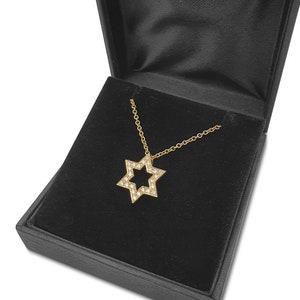 18K Gold Diamant Besetzter Jüdischer Davidstern Anhänger