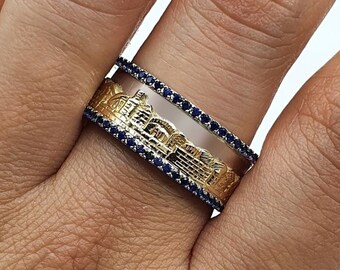 14K Gold and Silver Jerusalem Skyline Ring