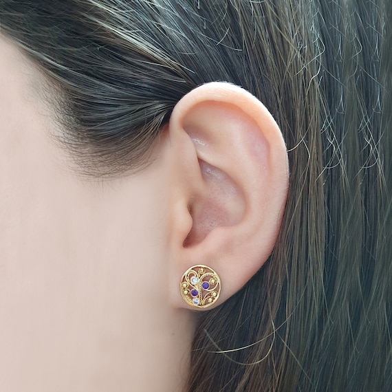 Gold Filigree Stud Earrings Etsy Canada