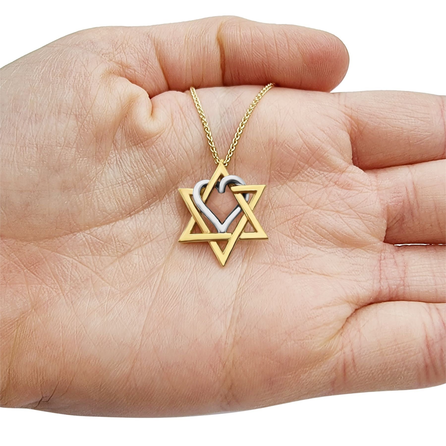 Brass and Crystal Golden Shadow Star of David Pendant Necklace Brass and Crystal Golden Shadow Star of David Pendant Necklace