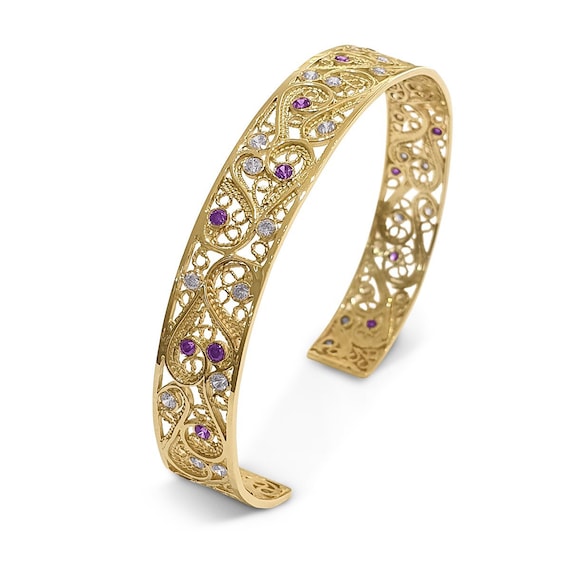 Gold filigree cuff bracelet best sale