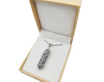 Open Filigree Mezuzah Necklace, Sterling Silver Judaica Jewelry, Unique Jewish Mezuzah Pendant, Traditional Yemenite Locket,gift From Israel