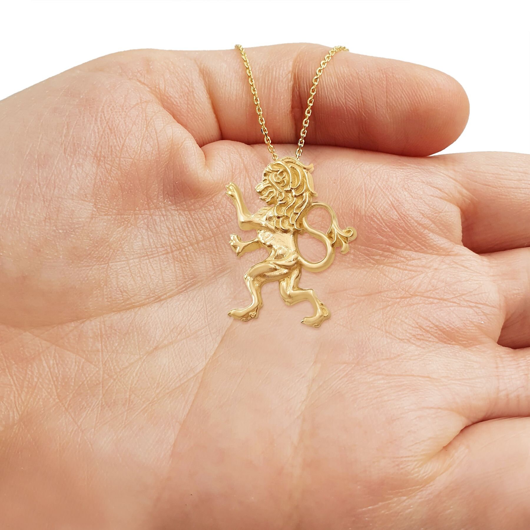 14K Gold Lion of Judah Man Pendant 