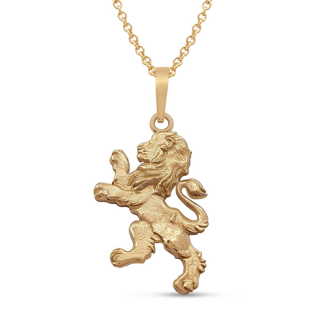 14K Gold Lion of Judah Pendant,solid Yellow Gold Lion Charm,aryeh