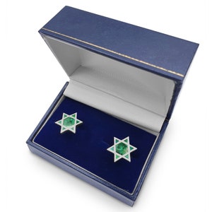 Eilat Stein Schmuck Sterling Silber Davidstern Manschettenknöpfe