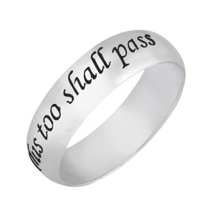 Faixa de prata esterlina hebraica e inglesa, anel judaico gravado com versículo bíblico, joias com letras personalizadas, pingente de texto personalizado feito à mão