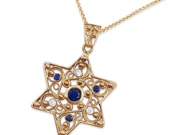 Ciondolo Colorato Stella di David Fortunato Placcato Oro Collana Ciondolo Colorato Stella di David Fortunato Placcato Oro Collana