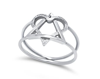 Interlocking Hearts Star of David Ring,Sterling Silver Ring,Jewish Star Love Ring,Silver Heart Ring,Bat Mitzvah Jewish Gifts,Judaica Jewelry