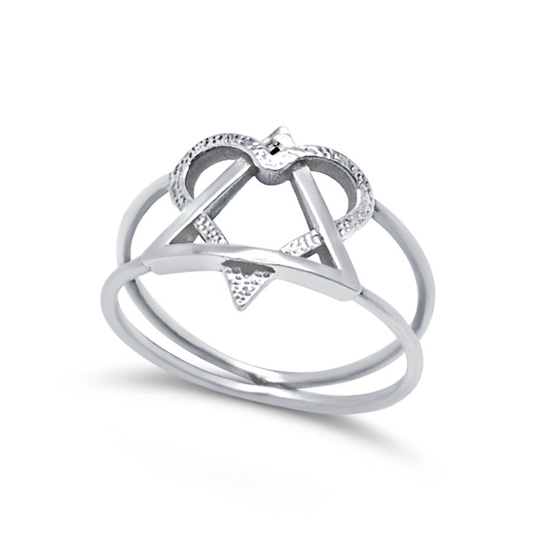 Interlocking Hearts Star of David Ring,Sterling Silver Ring,Jewish Star Love Ring,Silver Heart Ring,Bat Mitzvah Jewish Gifts,Judaica Jewelry image 1