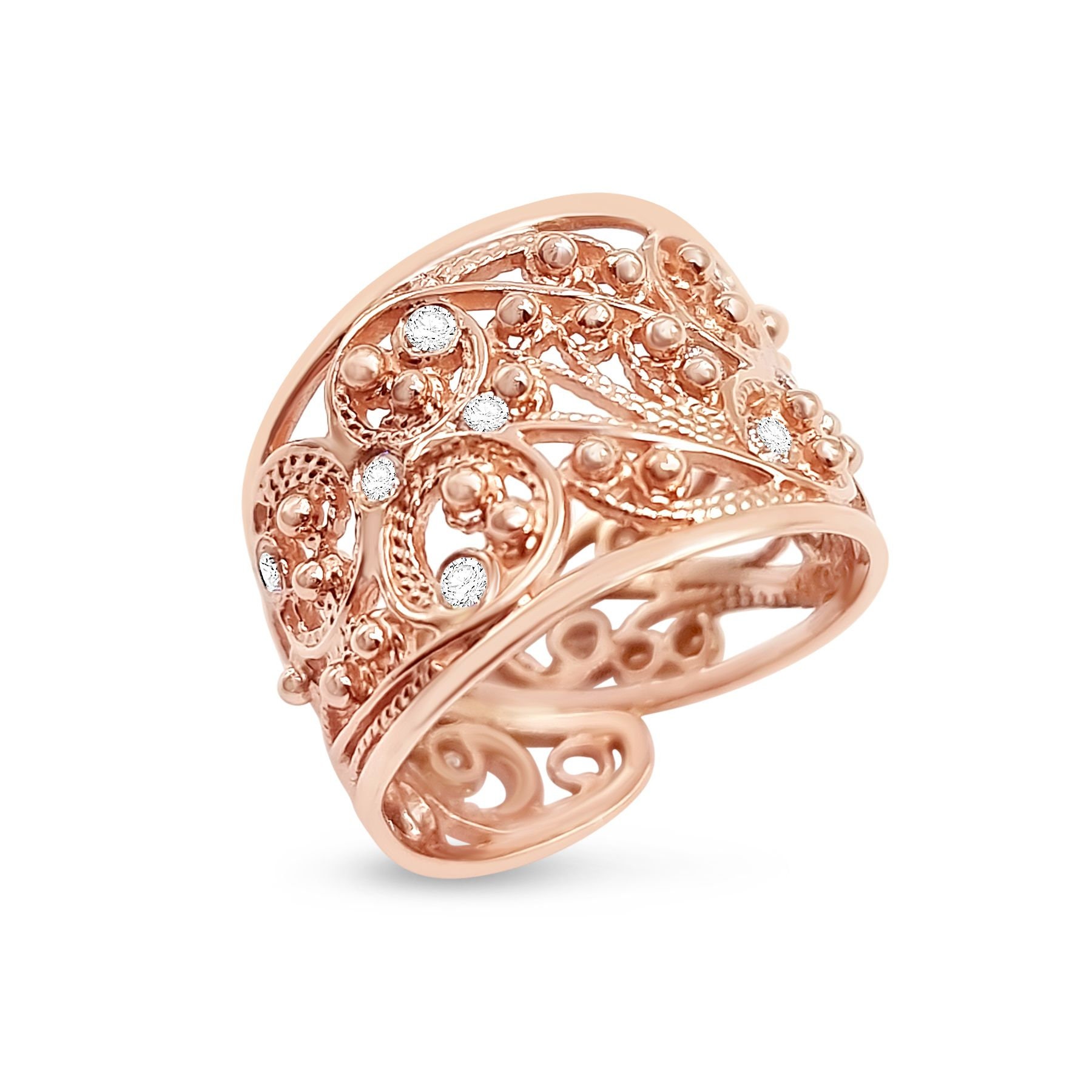 Rose gold filigree best sale band