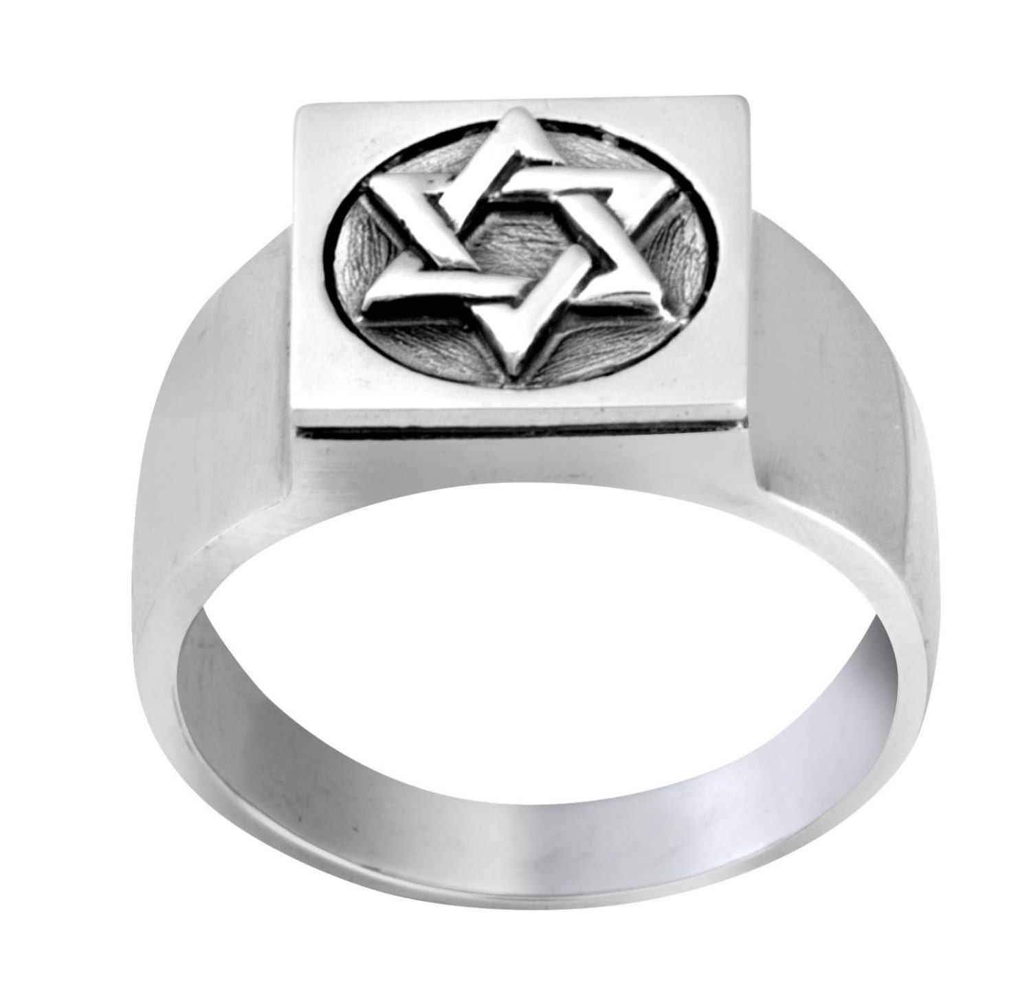 Anello Uomo Argento 925 Stella Di David – Signet Solido – Fatto A Mano In Bulgaria – Empress