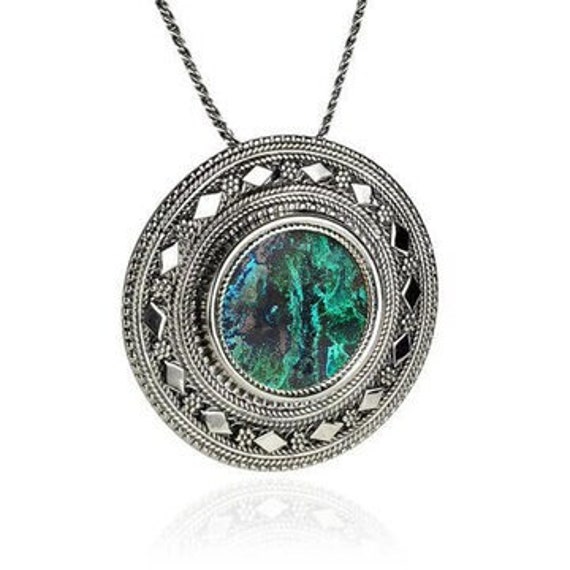 Sterling Silver Filigree Large Green Turquoise Pendants Sterling Silver Filigree Large Green Turquoise Pendants