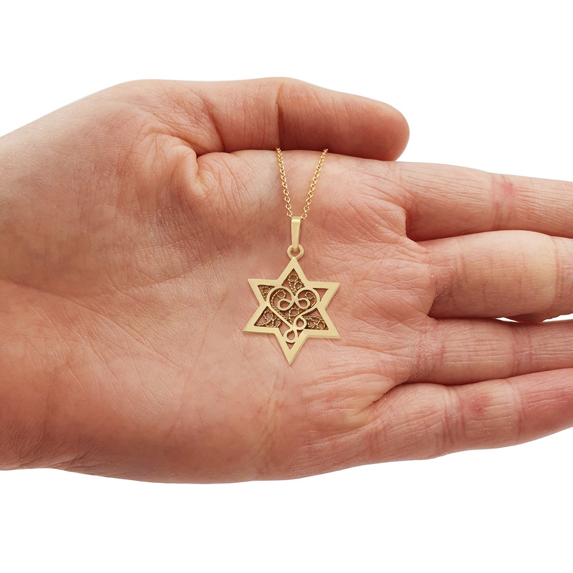 Classic Star Of David Necklace, Gold main image 1