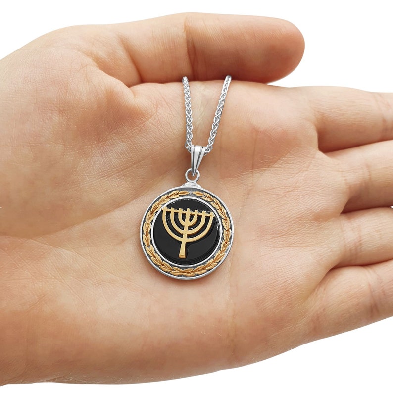 Silver and Gold Menorah Necklace Etsy