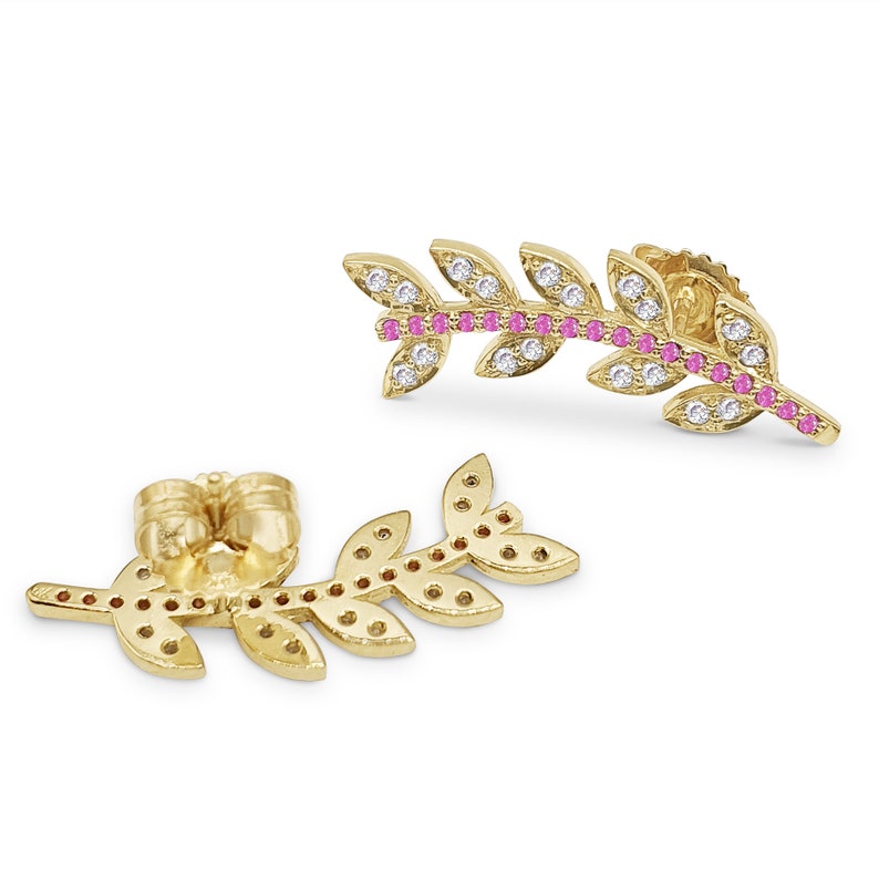 Gold Leaf Ear Climber Earrings