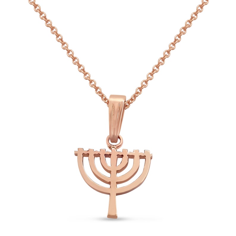 Small 14K Rose Gold Menorah Necklace Etsy