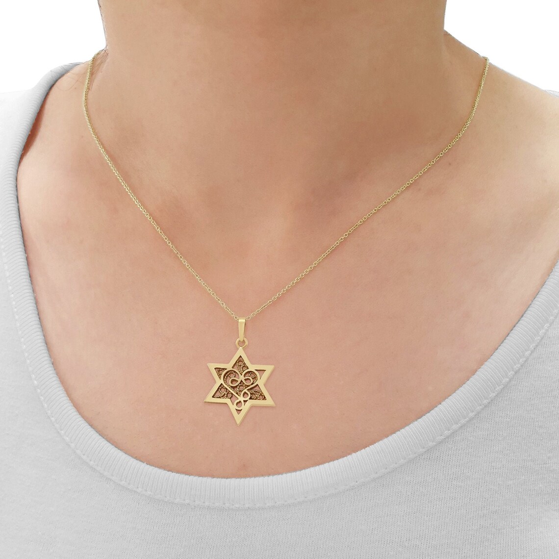 Classic Star Of David Necklace, Gold main image 0
