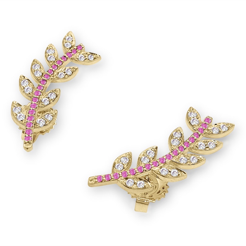 Gold Leaf Ear Climber Earrings