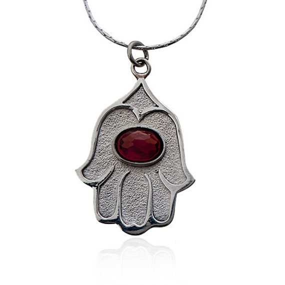 Garnet Hamsa Necklace Garnet Hamsa Necklace