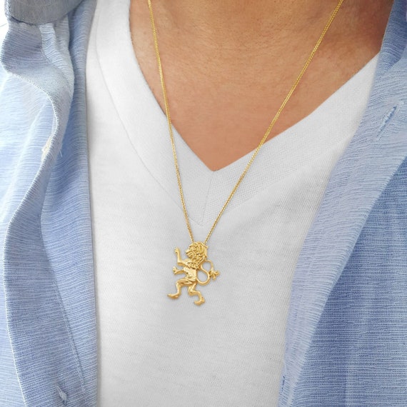 14K Gold Lion of Judah Man Pendant 