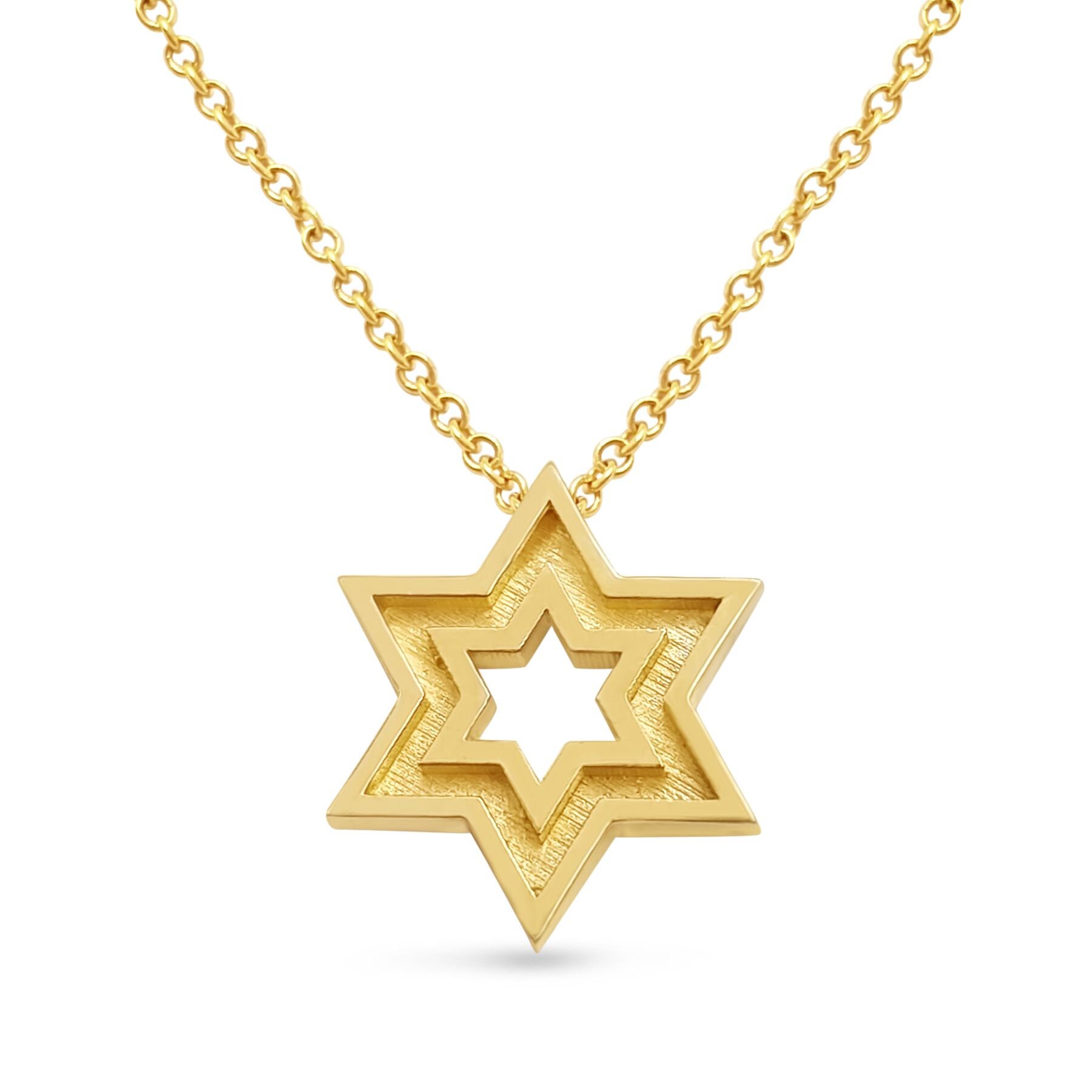 Small 14K White Gold Star of David Necklace double Sided Jewish