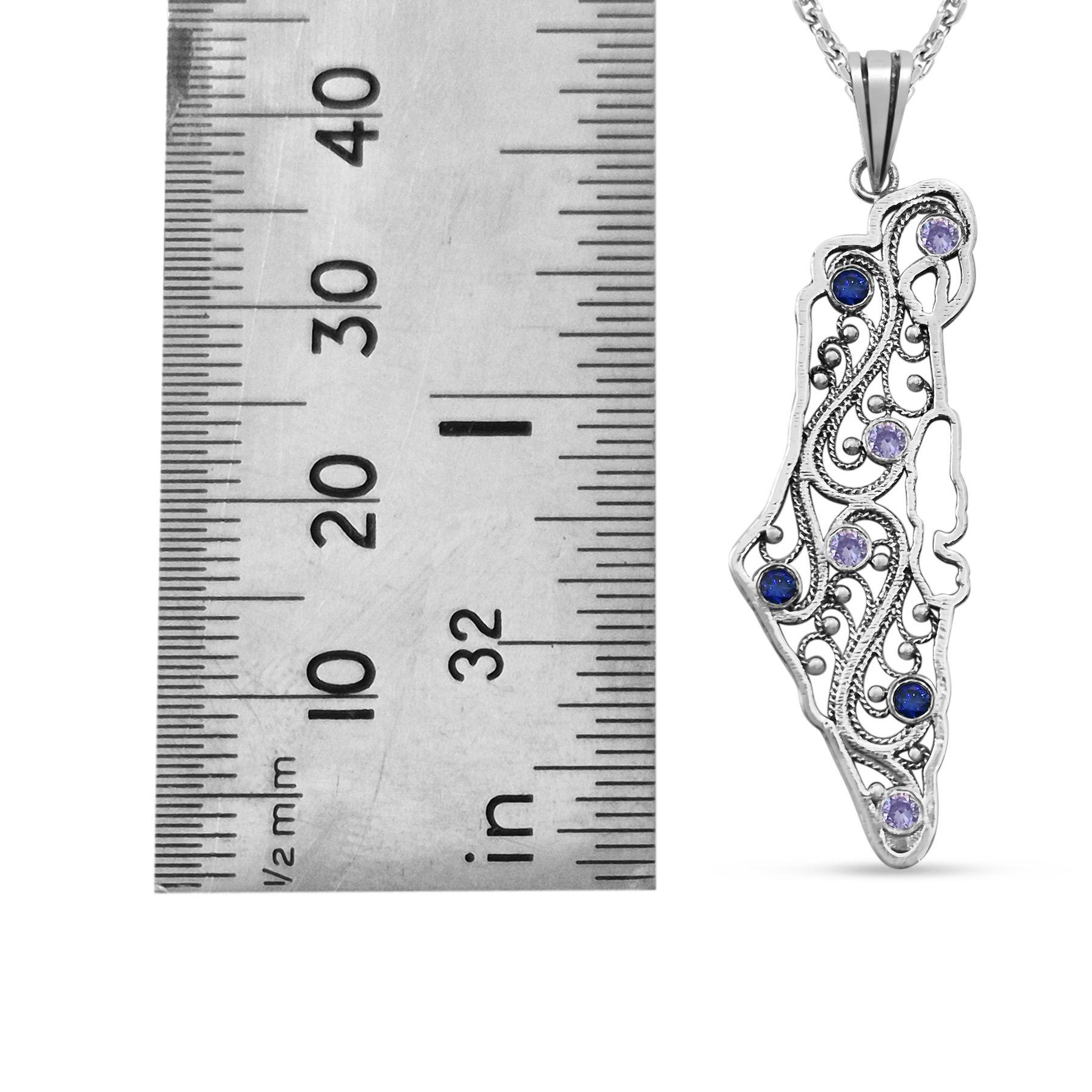Collana Pendente Bandiera Israele In Acciaio Inox – Gioiello Con Stella Di David E Mappa Di Gerusalemme, 51,5 Cm. Orgoglio Ebraico, Souvenir Terra Santa, Unisex.