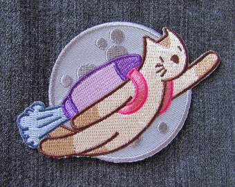 Jetpack Cat embroidered patch