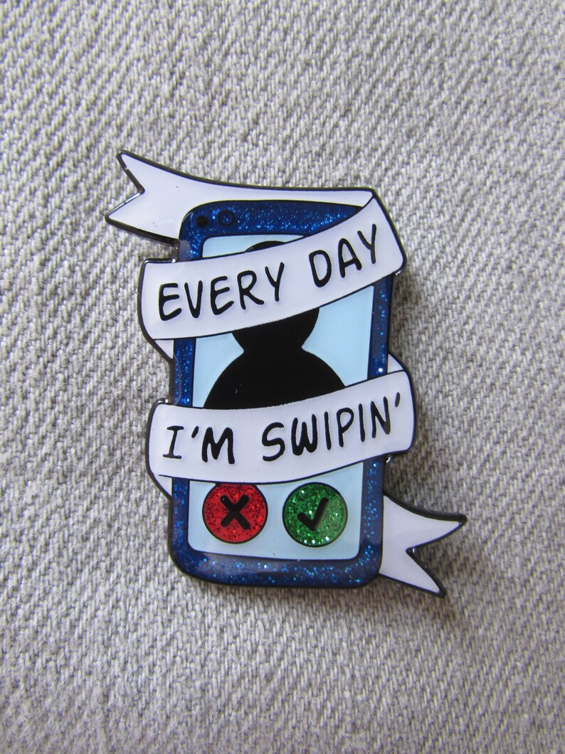 Online Dating glitter enamel pin image 1