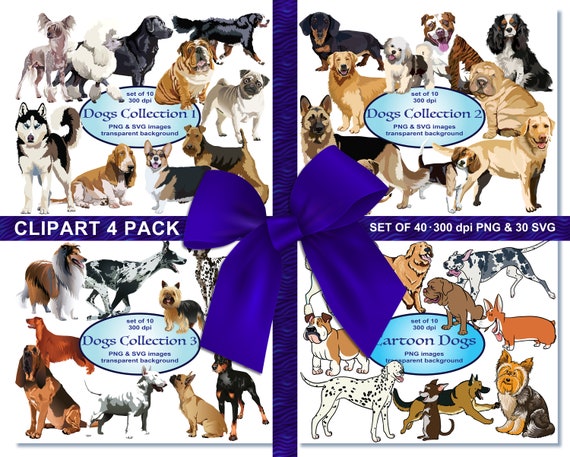 Download Dogs Clipart 4 Pack Puppies Clip Art Svg Clipart Etsy