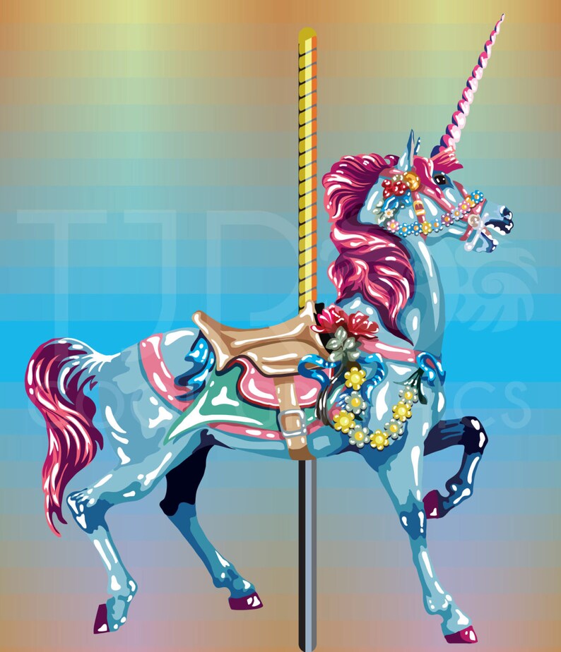 Download Carousel Horses Clip Art SVG Commercial | Etsy