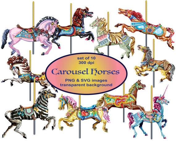 Download Carousel Horses Clip Art Svg Clipart Horses Clipart Animals Etsy PSD Mockup Templates