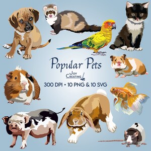 Popular Pets Clip Art, Animals Clipart, Dogs Clipart, Cats Clipart, PNG, SVG Clipart, Bunny Clipart, Kids Art and Craft, Educational