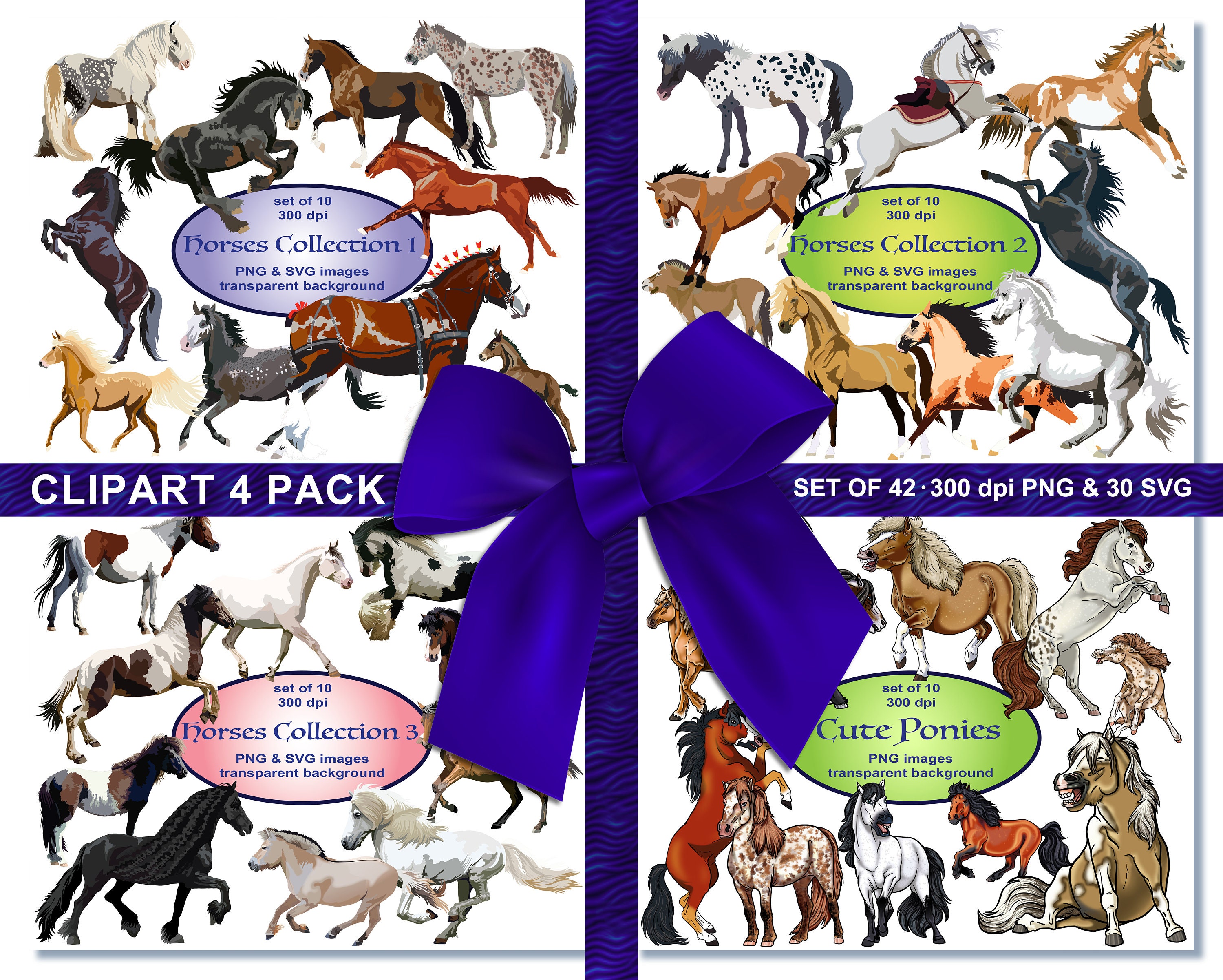Download Horses Clipart 4 Pack Svg Etsy