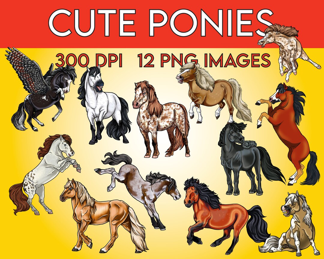 Cute Ponies Horses Clip Art Educational Etsy