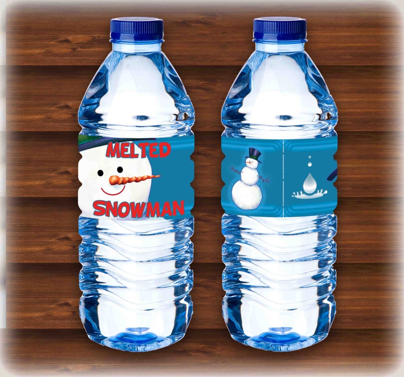 Melted Snowman Water Bottle Labels Instant Download Holiday | Etsy