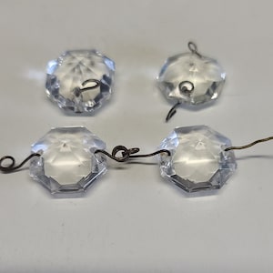 4 Vintage Antique Crystal Glass Chandelier Candelabra Prism Pendant Chain Bead Replacement Lighting Decor